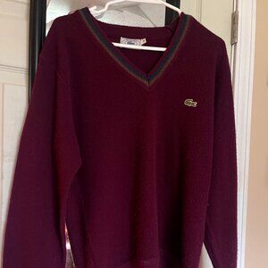 Izod Lacoste Burgundy Men's V-Neck Sweater Small
